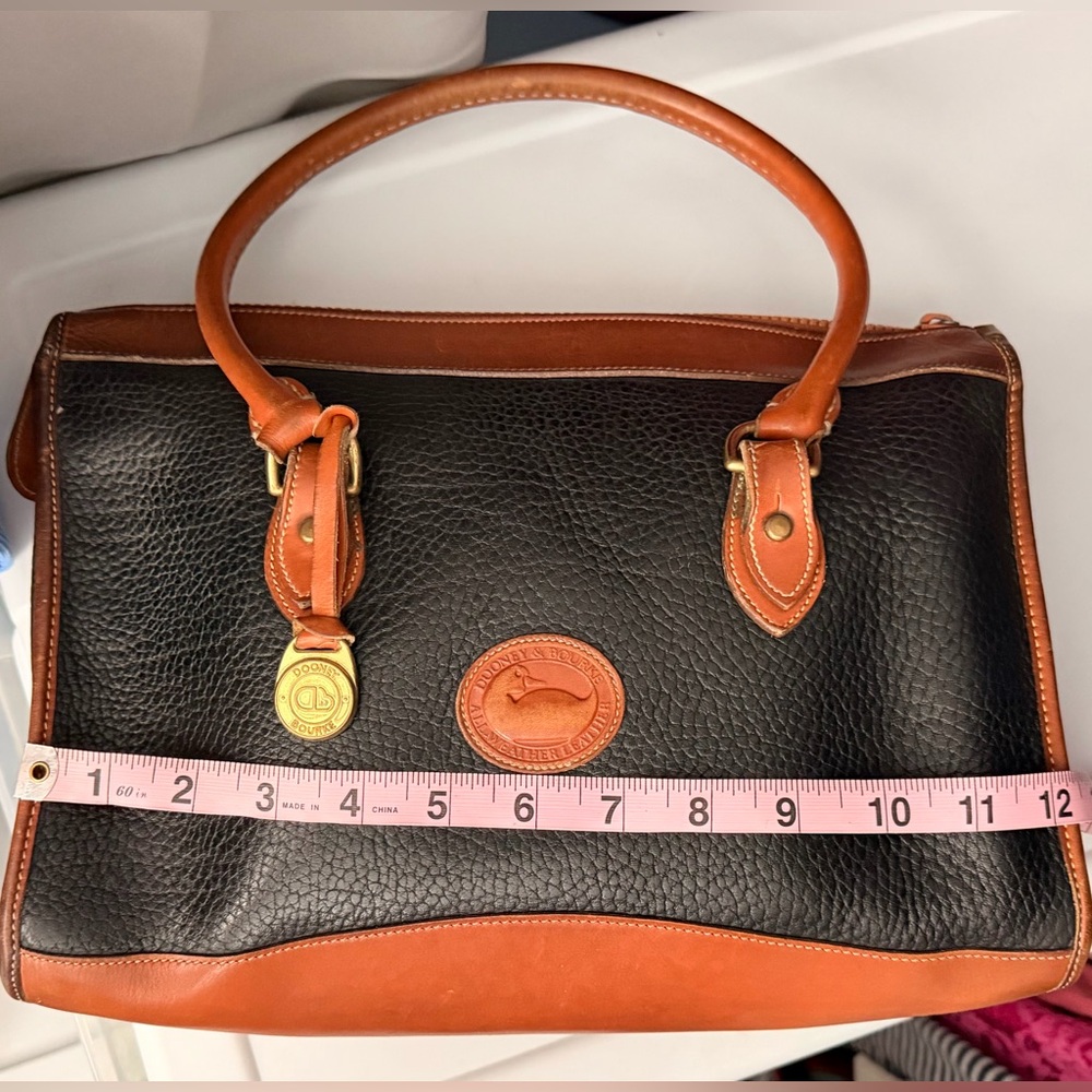 Dooney & Bourke All Weather Leather Small Essex Satchel Black & British Tan R26 - Picture 13 of 17